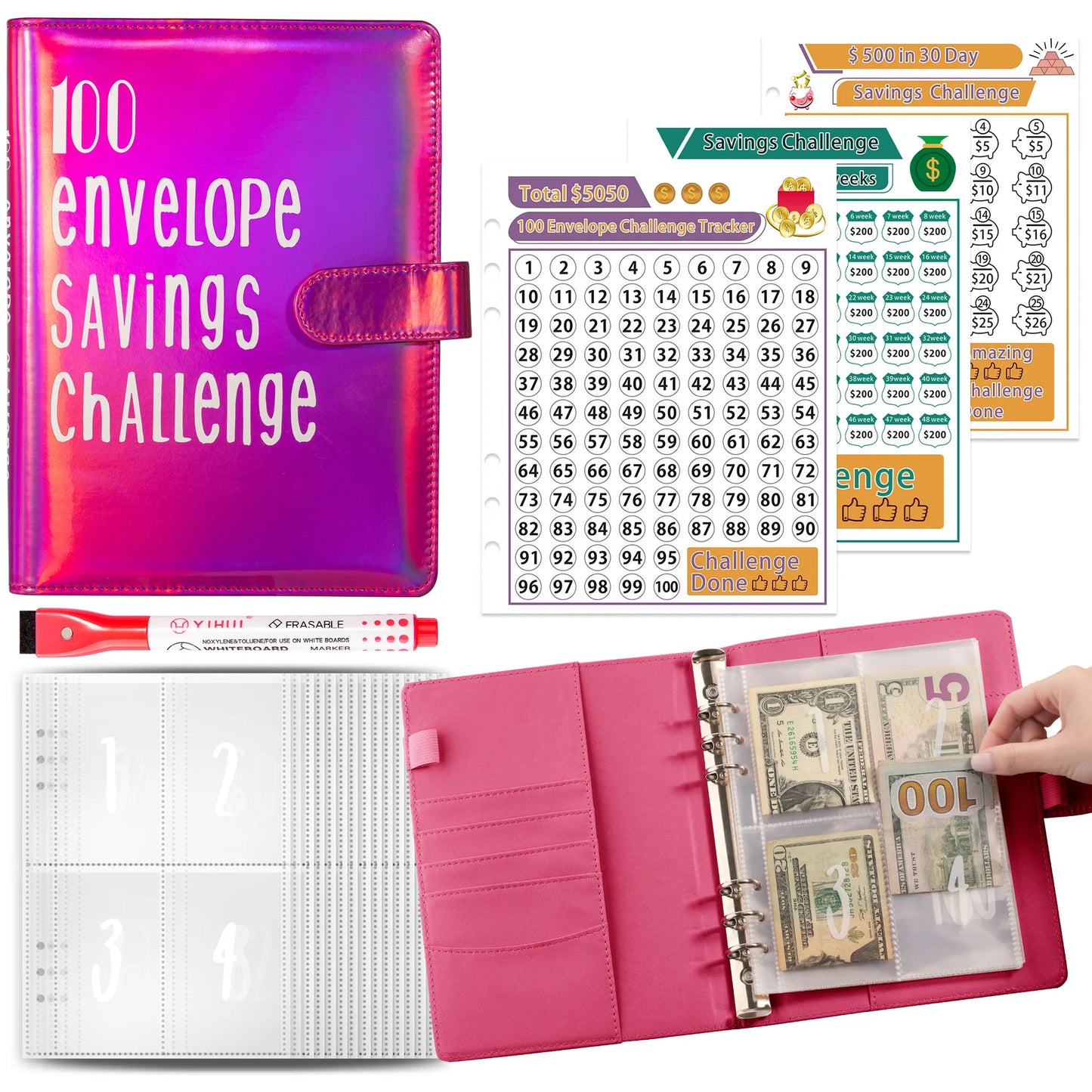 Money Goal Challenge Binder – 100 Envelope Savings Game for Smart Budgeting