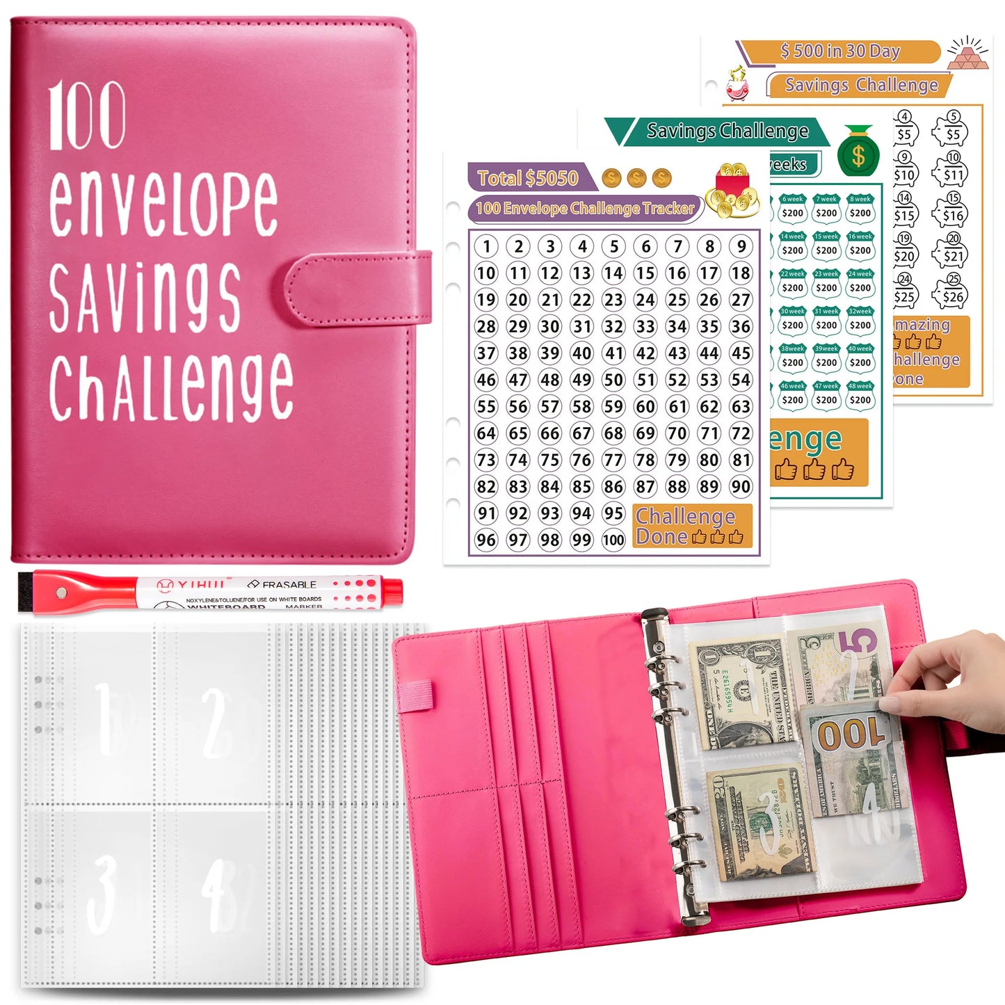 Money Goal Challenge Binder – 100 Envelope Savings Game for Smart Budgeting