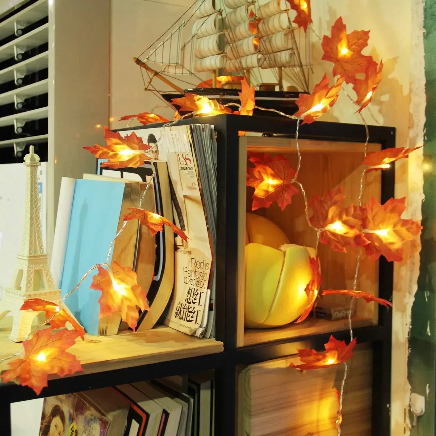 3M Christmas Decoration Artificial Maple Leaf Leaves LED Light String Lantern Garland Home Party DIY Deco Halloween New Yea