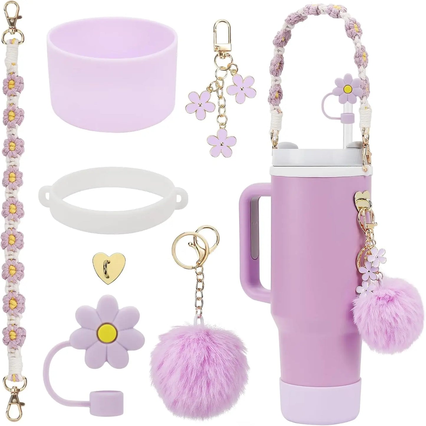 Stanley Cup Accessory Set – Protective Boot, Handle Strap & Charms (40oz)