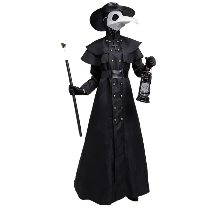 ✨ Medieval Plague Doctor Halloween Costume – Hooded Robe & Mask Cosplay Outfit for Men & Women
