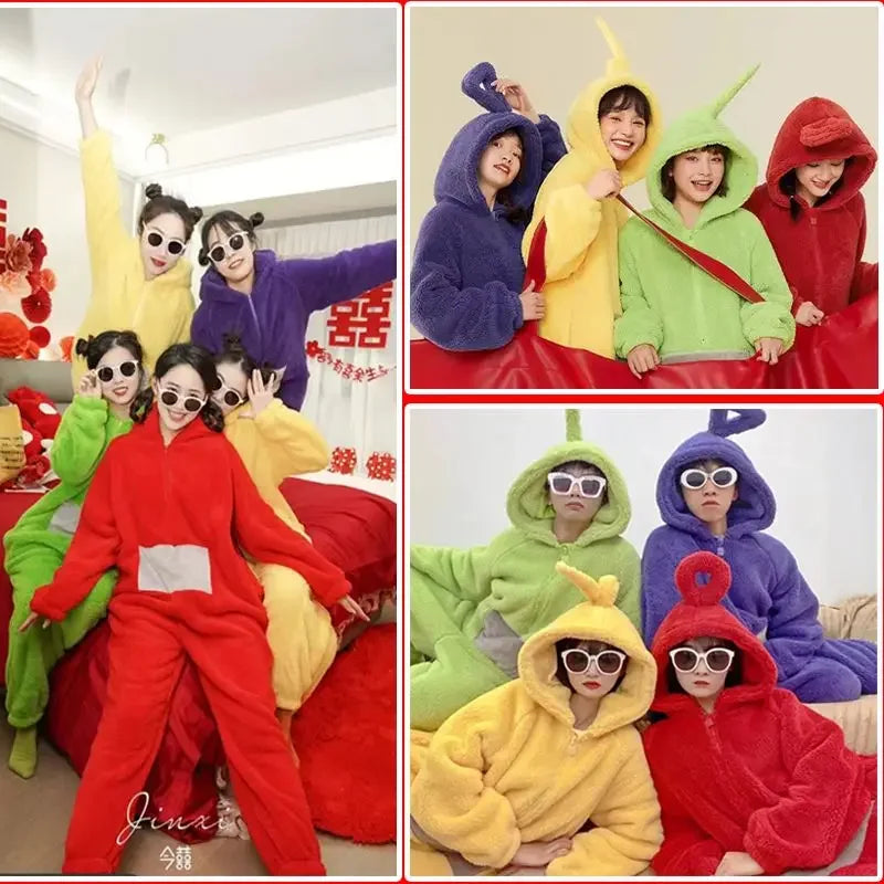 ✨ Colorful Teletubbies Halloween Costume Set – Fun Unisex Cosplay Outfit for Adults & Kids