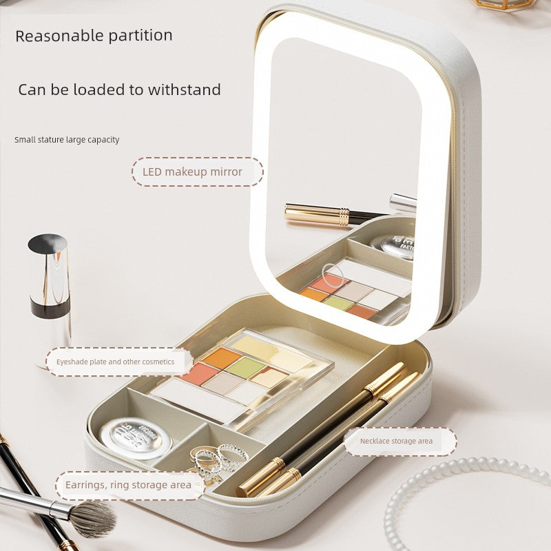 GlamGlow™ LED Vanity Mirror Box – Portable & Foldable Beauty Station