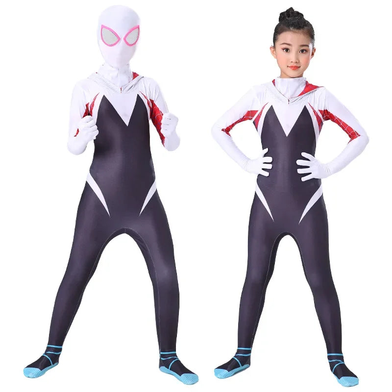 ✨ Into the Spider-Verse Cosplay Set – Miles Morales & Spider-Gwen Jumpsuit Halloween Costume for Adults