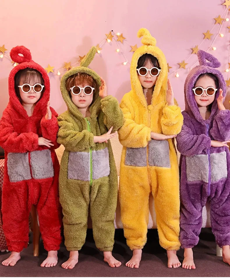 ✨ Colorful Teletubbies Halloween Costume Set – Fun Unisex Cosplay Outfit for Adults & Kids
