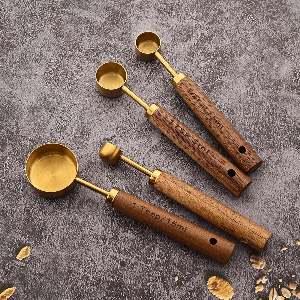 ✨ Premium Gold & Silver Stainless Steel Measuring Cups & Spoons Set – Stylish Kitchen Baking & Coffee Tools ✨