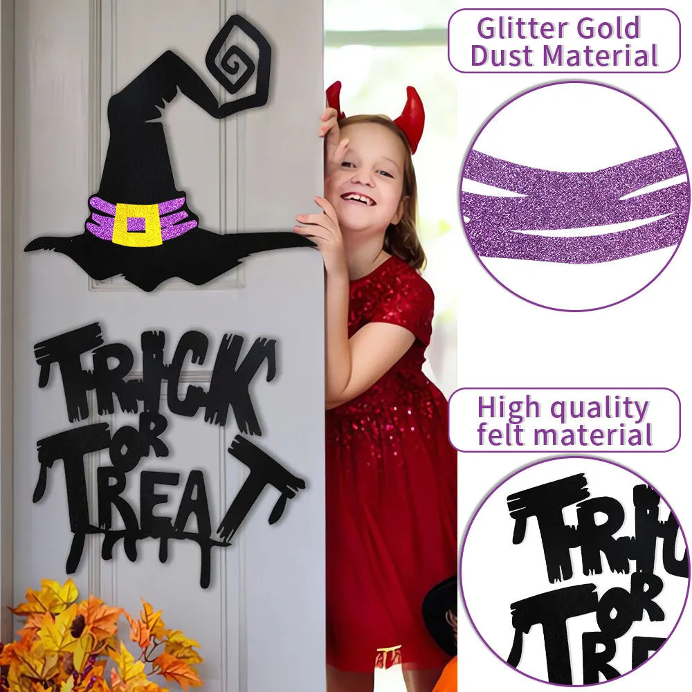 Haunted Shadows Halloween Door & Window Stickers – Skeleton, Witch, Pumpkin, and Ghost DIY Wall Decals for Spooky Home Decor