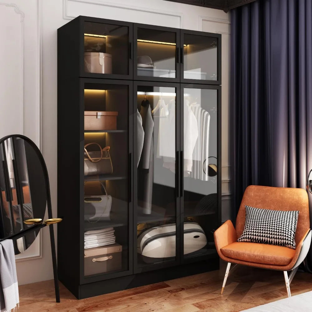 Luxe Glow Display Cabinet – LED Light Wardrobe & Bookshelf