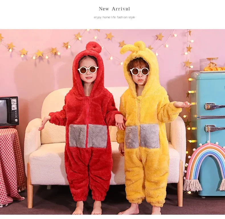 ✨ Colorful Teletubbies Halloween Costume Set – Fun Unisex Cosplay Outfit for Adults & Kids