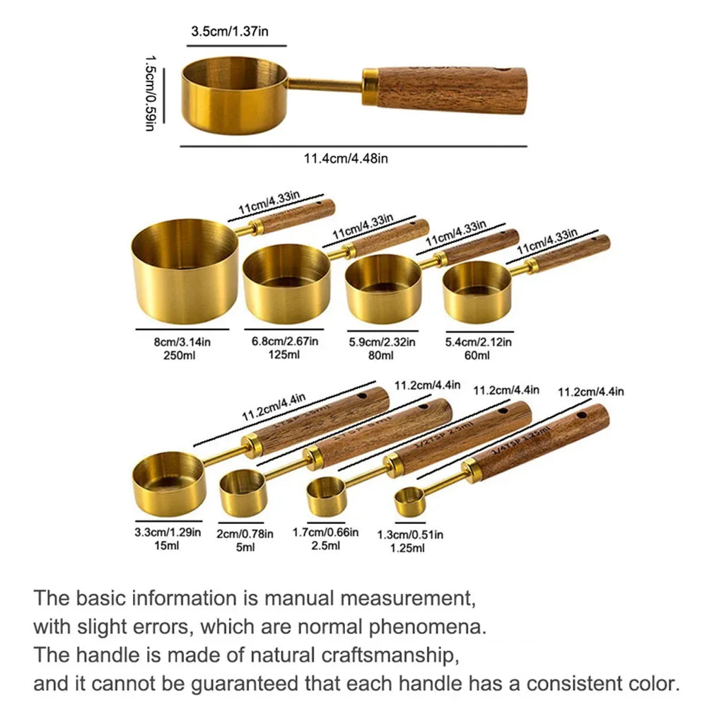 ✨ Premium Gold & Silver Stainless Steel Measuring Cups & Spoons Set – Stylish Kitchen Baking & Coffee Tools ✨