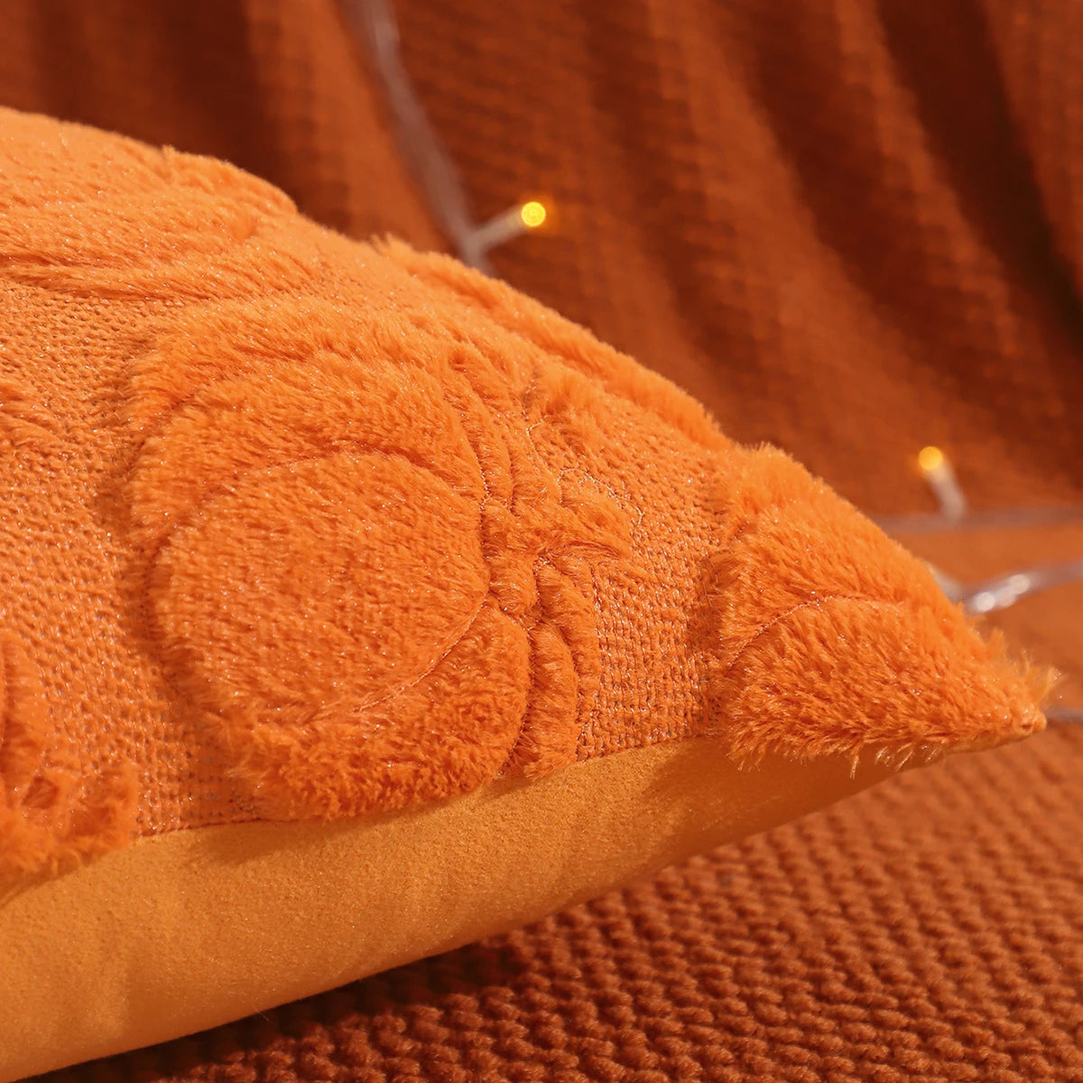 Pumpkin Glow Plush Pillow Cover – Autumn Harvest Edition