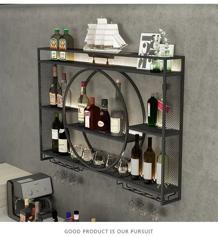 Wall Mount Wine Rack Bottle Wine Bar Cabinet Holder Adapt Single Miniature Black Cup Glass Storage Wine Cabinet Decor Szafeczki