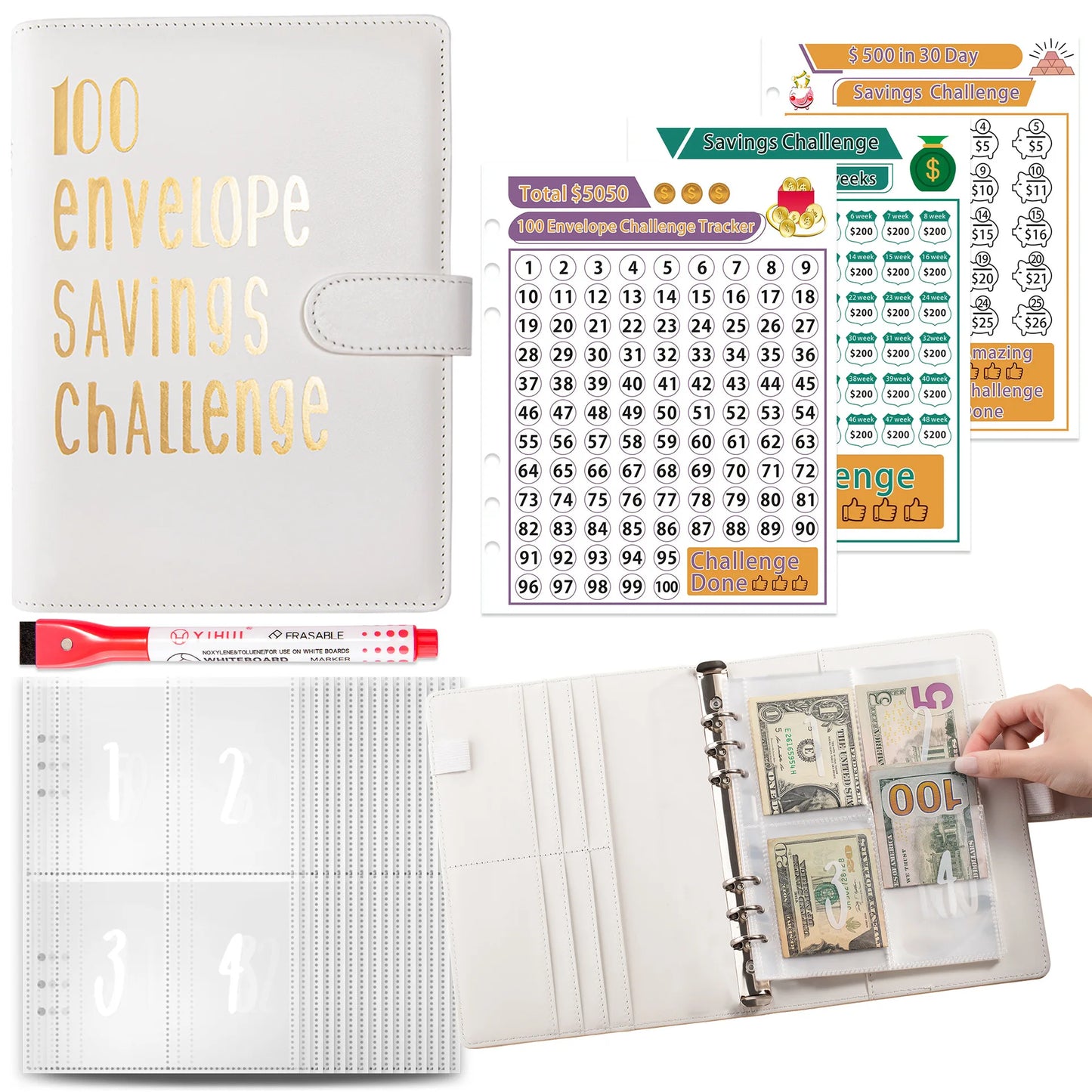 Money Goal Challenge Binder – 100 Envelope Savings Game for Smart Budgeting