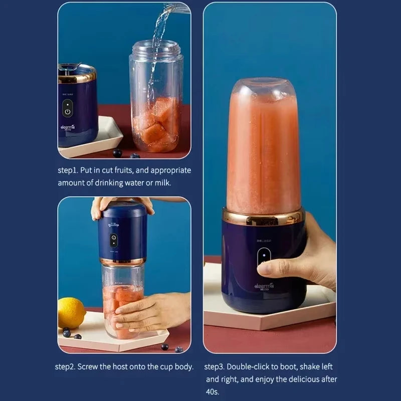 Portable Electric Juice Extractor Household Multi Function 6 Blades Mini Juice Cup Mixing Smoothies Auxiliary Food for Kitchen
