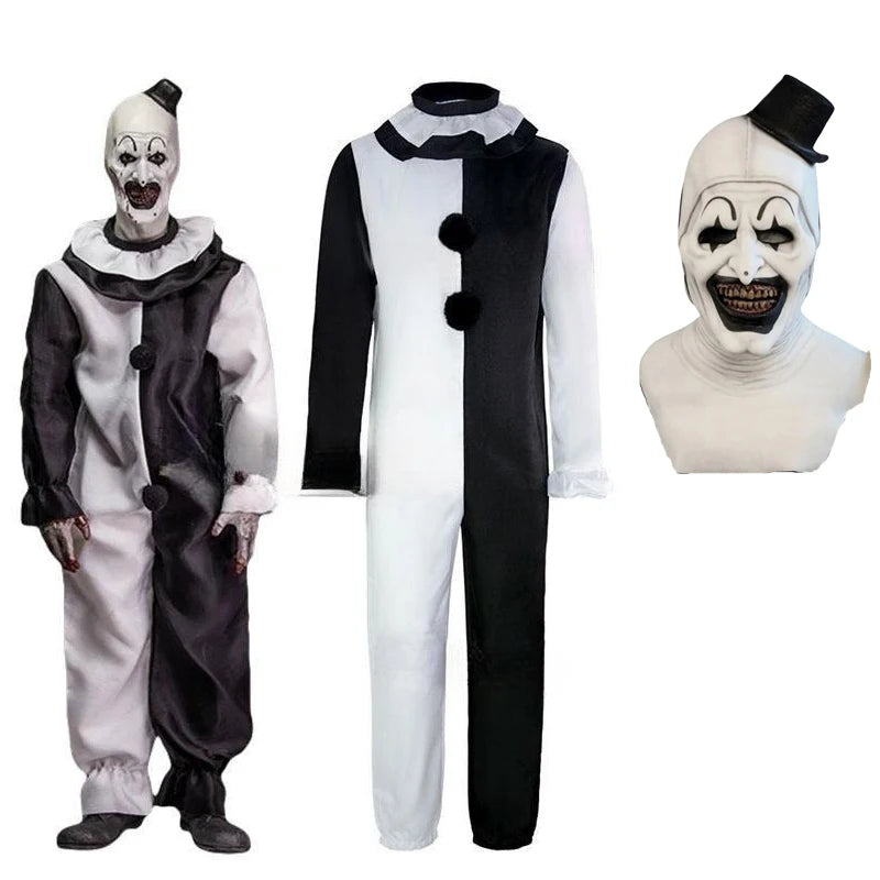 Terrifier Art the Clown Costume Set – Scary Horror Movie Cosplay with Mask | Halloween Killer Clown Outfit