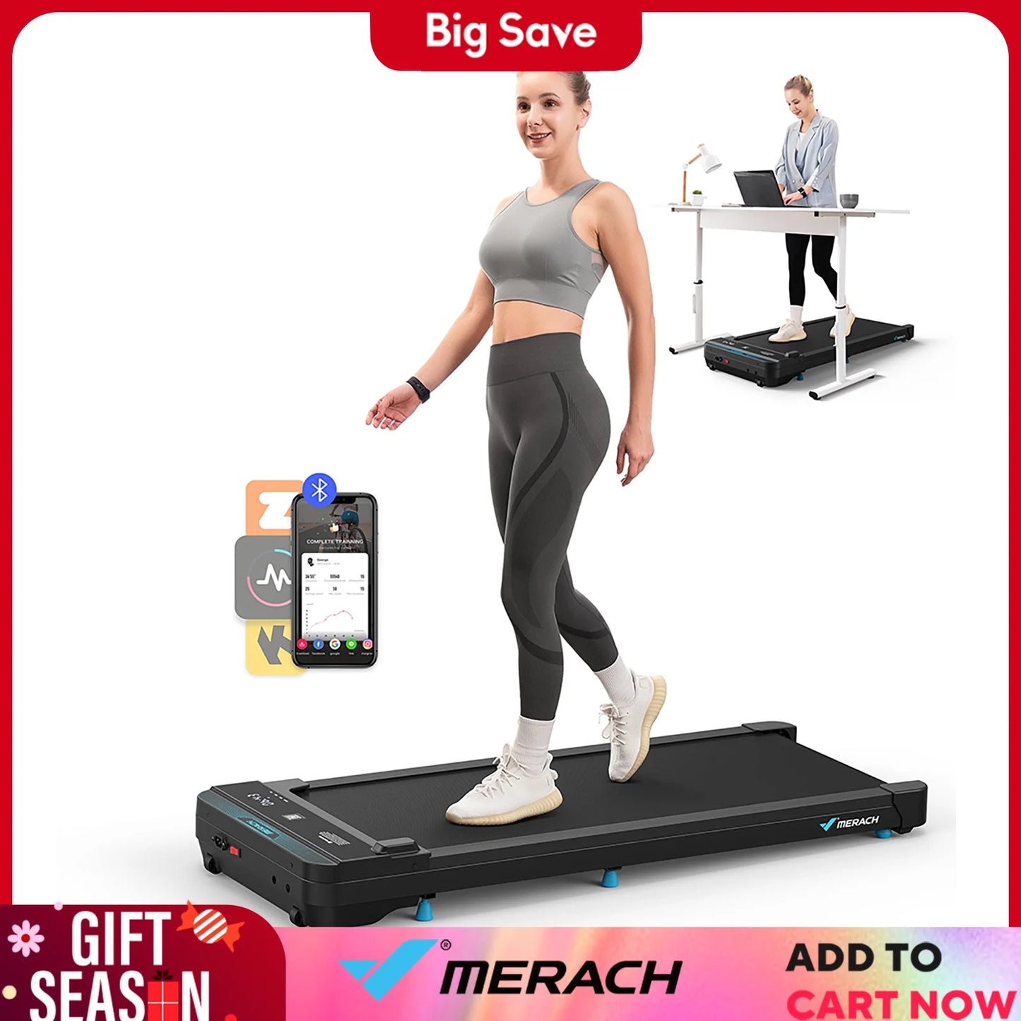 🔥 SlimStride 2-in-1 Quiet Walking Pad – Portable Under-Desk Treadmill for Home & Office