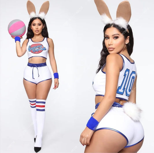 Sexy Lola Bunny Basketball Cosplay Costume – Space Jam Inspired Bunny Girl Set with Ears, Socks & Bracers