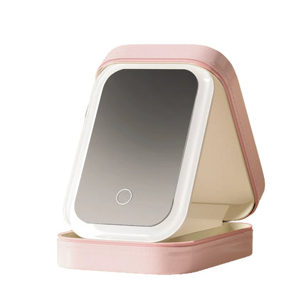 GlamGlow™ LED Vanity Mirror Box – Portable & Foldable Beauty Station