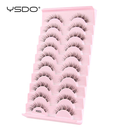 YSDO Half Lash Collection – 3 or 10 Pairs Natural Cat Eye 3D Faux Mink Lashes (Lightweight, Reusable, Soft Glam Finish)