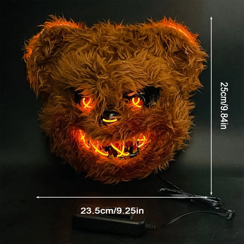 LED Horror Mask – Rabbit & Bear Light-Up Halloween Costume Props