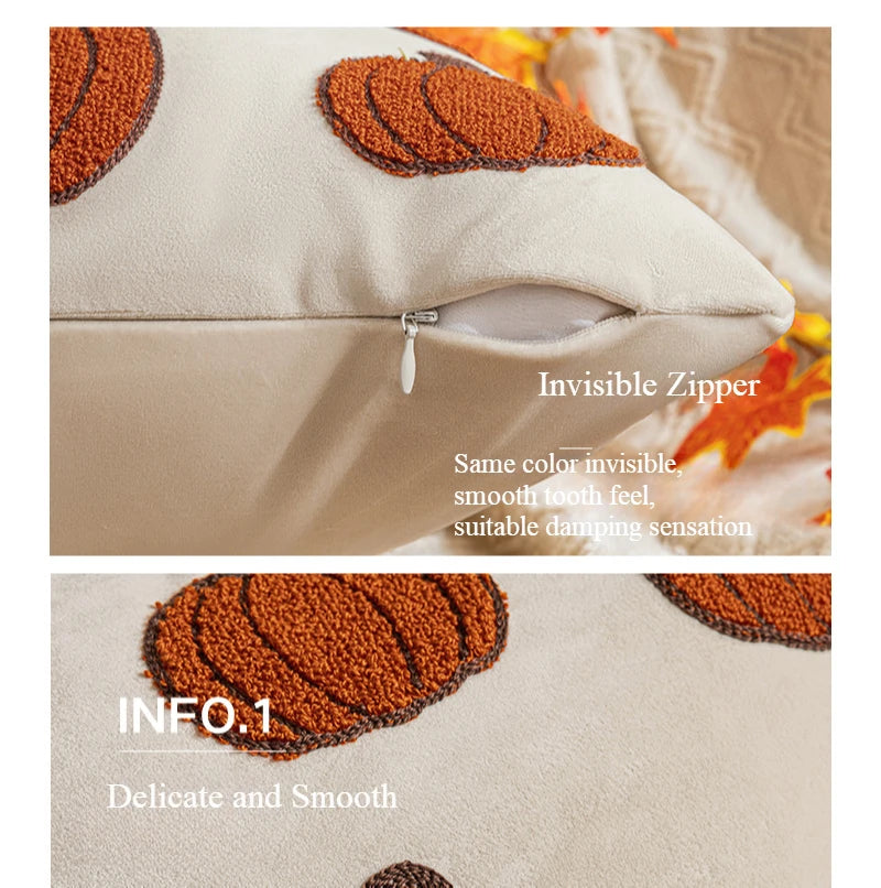 Cozy Luxe Fall Pillow Covers – Velvet Pumpkins, Autumn Embroidery & Seasonal Home Décor