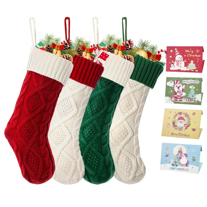 18” Knitted Christmas Stocking – Cozy Holiday Gift Bag for Fireplace, Christmas Tree & Home Decor