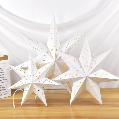 Luminous Star Lantern Hanging Light – Hollow-Out LED Paper Star Decor (35–58cm)