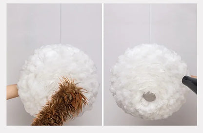 Autumn Aura Feather Chandelier – Nordic Pinecone Glow for Cozy Bedrooms & Chic Dining Spaces