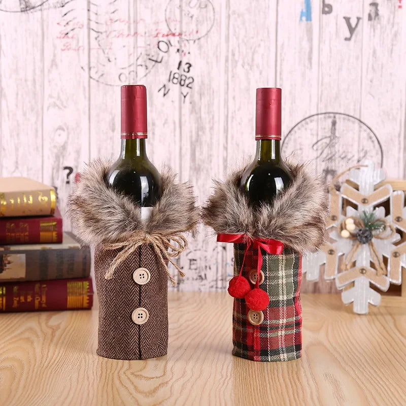 Christmas Wine Bottle Cover – Holiday Table Decor & Gift Wrap Sleeve
