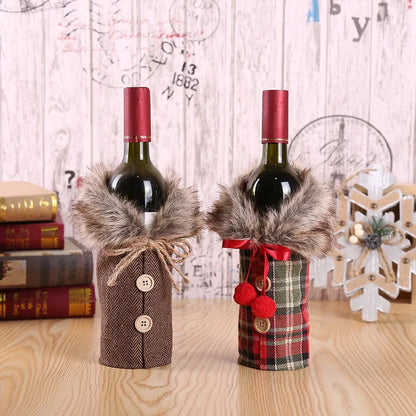 Christmas Wine Bottle Cover – Holiday Table Decor & Gift Wrap Sleeve