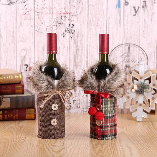 Christmas Wine Bottle Cover – Holiday Table Decor & Gift Wrap Sleeve