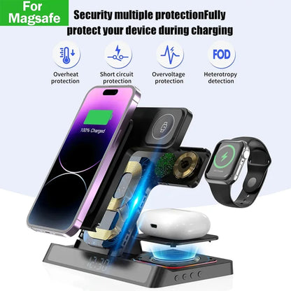4-in-1 Foldable Wireless Charger Stand – Fast Charging Dock for iPhone 15/14/13/12, Apple Watch & AirPods