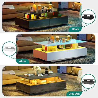 LumiLux LED Coffee Table – Modern Glossy Center Table with Storage & Mood Lighting