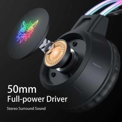 🎧 GalaxyGlow RGB Gaming Headset – LED Mic Headphones for PS5, Xbox, PC