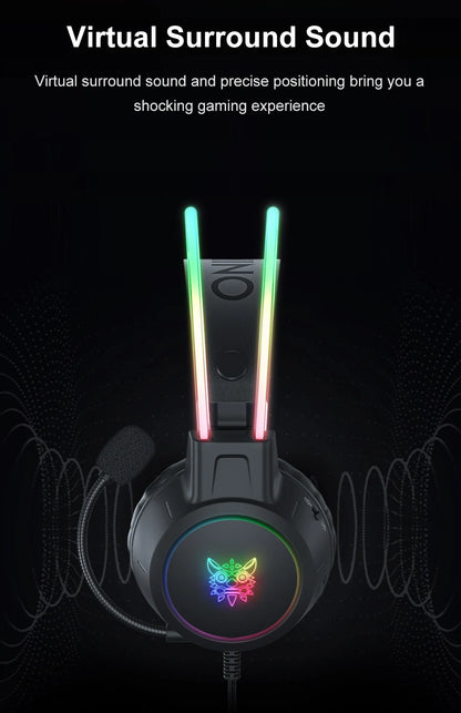 ONIKUMA X15 Pro RGB Gaming Headset – Surround Sound, Mic, & LED Lights for Immersive Play