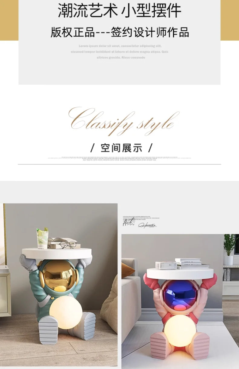 Astronaut Floor Coffee Table Home Accessories Nightstand Smart Furniture Sofa Beside Ornament Children's Room Decorative Lamps