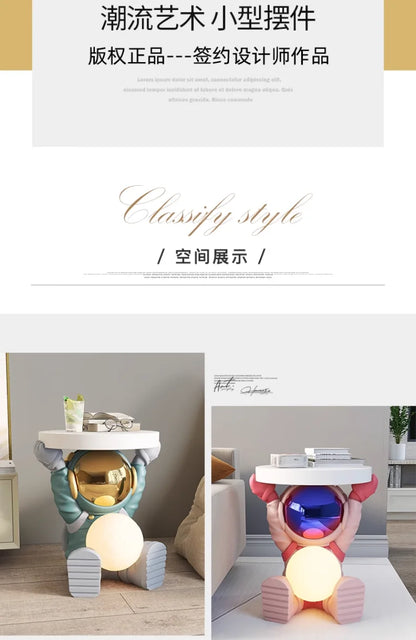 Astronaut Floor Coffee Table Home Accessories Nightstand Smart Furniture Sofa Beside Ornament Children's Room Decorative Lamps