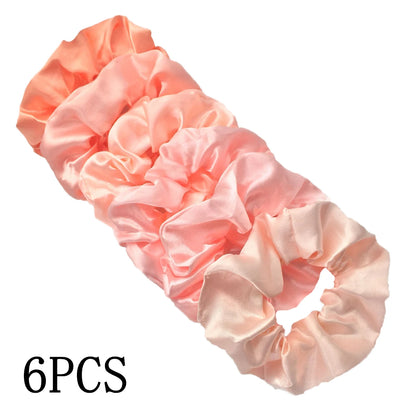 6-Pack Luxury Satin Scrunchies — Soft Silk-Like Hair Ties for Everyday Beauty & Self-Care