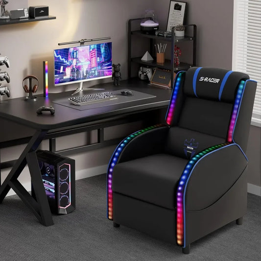 Ultimate LED Gaming Massage Recliner – Comfort Meets Style for Gamers & Home Theater Lovers!