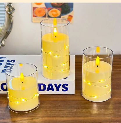 Autumn Glow Flameless LED Candle Set – Star String Lights for Cozy Fall Nights & Festive Décor