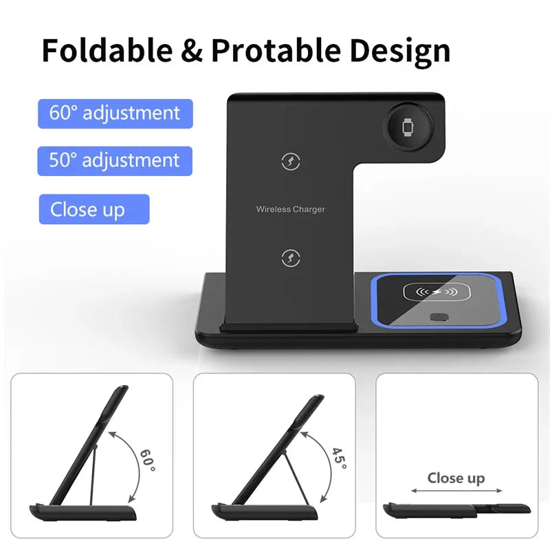 Ultimate 3-in-1 Wireless Charger for iPhone, Apple Watch & AirPods – Fast 15W Dock Station