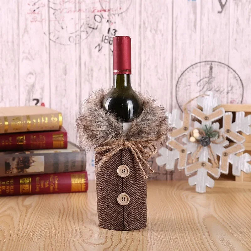 Christmas Wine Bottle Cover – Holiday Table Decor & Gift Wrap Sleeve