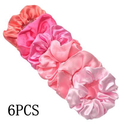 6-Pack Luxury Satin Scrunchies — Soft Silk-Like Hair Ties for Everyday Beauty & Self-Care