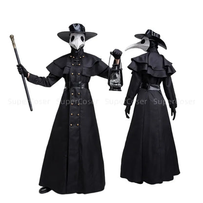 ✨ Medieval Plague Doctor Halloween Costume – Hooded Robe & Mask Cosplay Outfit for Men & Women