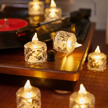 Golden Glow Crystal LED Candle Set – 3pcs Flameless & Elegant Autumn Décor Lights