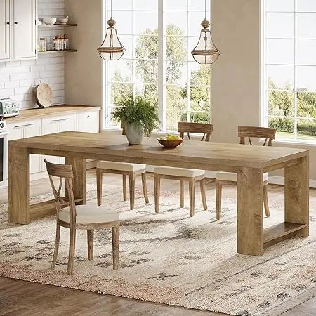Harvest Luxe Long Dining Table – Modern Pedestal Elegance (Seats 6–8)