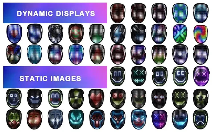 ✨ Cyber Glow LED Mask – Motion Sensing Light-Up Face Transform Mask for Halloween & Parties