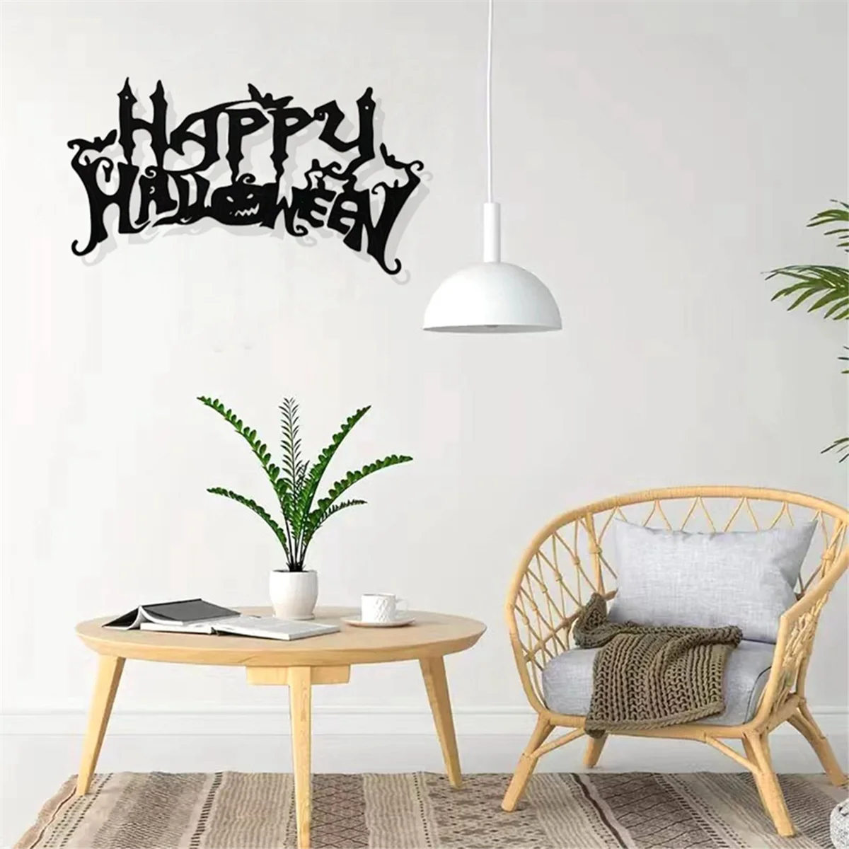 Haunted Charm Halloween Wall Sign – Spooky Wooden Art Decor for Home & Living Room