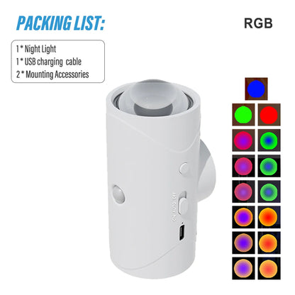 Smart Motion-Sensing LED Night Light – Rechargeable RGB Gradient & Magnetic Ambient Lamp for Home