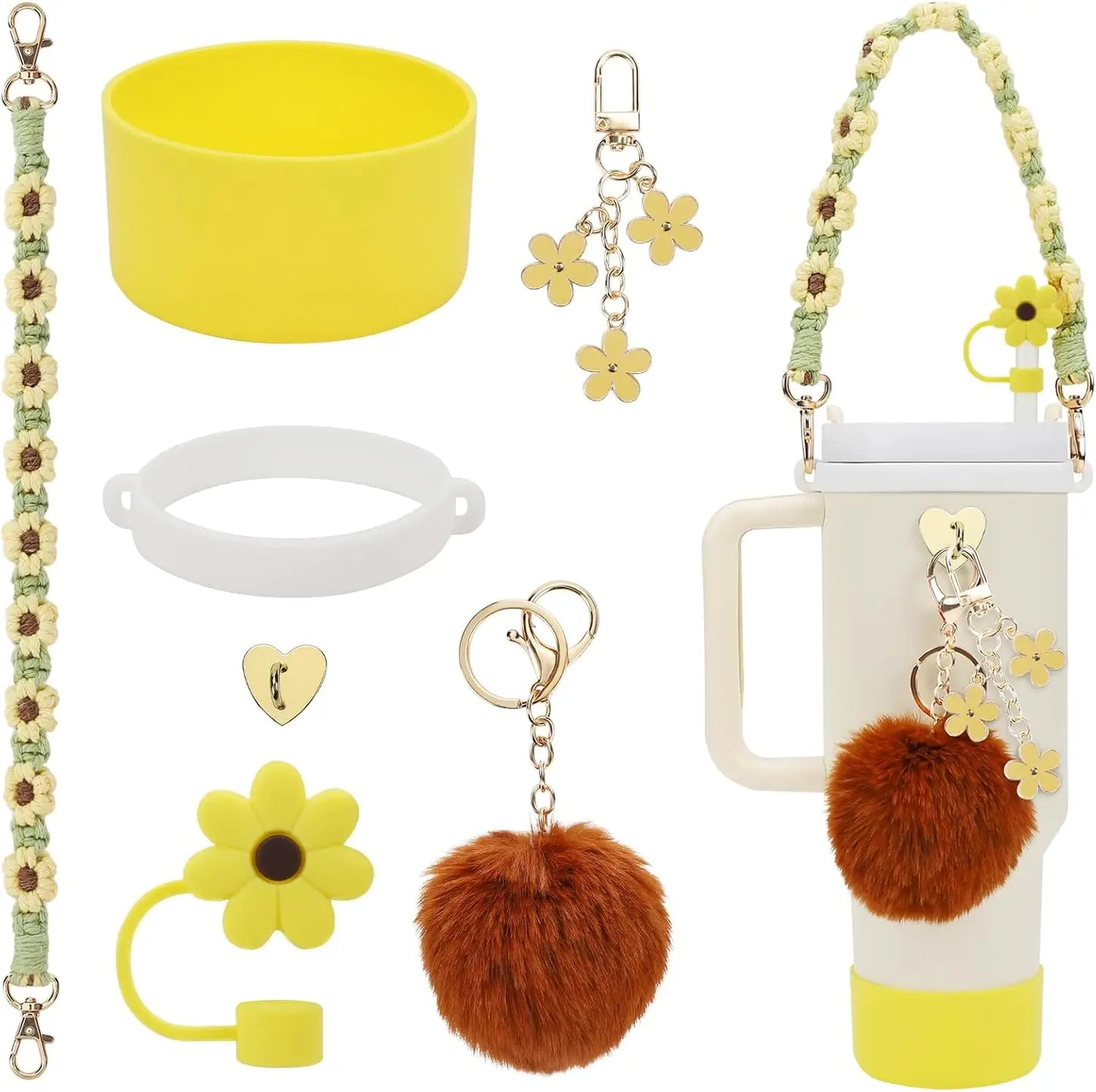 ✨ Ultimate Stanley Cup Accessory Kit – Handle Strap, Protective Boot & Cute Charms for 40oz Tumblers! ✨